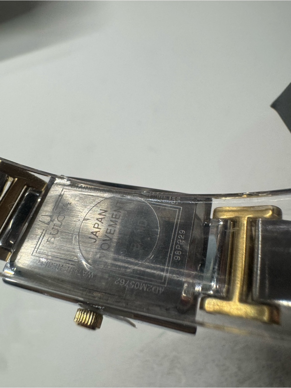 Bulova Two-Tone Silver and Gold Rectangular Women's Watch - Picture 7 of 9